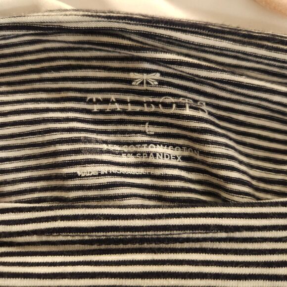 Talbots Womens Large Striped 3/4 Sleeve Boat Neck Cotton Spandex Tee T Shirt - Picture 3 of 6